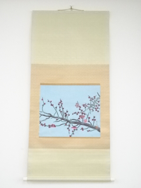 JAPANESE HANGING SCROLL / HAND PAINTED / UME BLOSSOMS